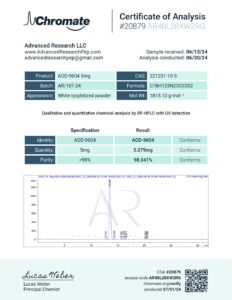 AOD-9604 5mg COA — Lot AR/101-24